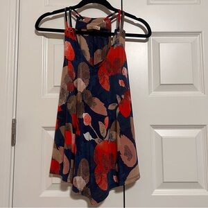 Lavish Deep Red and Blue with Brown Accents Floral Camisole